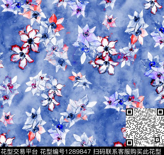 G1912248A.tif - 1289847 - 花卉 手绘 速写草图 - 数码印花花型 － 女装花型设计 － 瓦栏