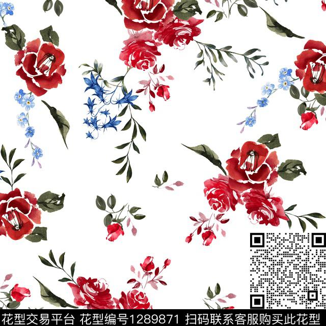 guan236.jpg - 1289871 - 花卉 白底花 手绘 - 数码印花花型 － 女装花型设计 － 瓦栏