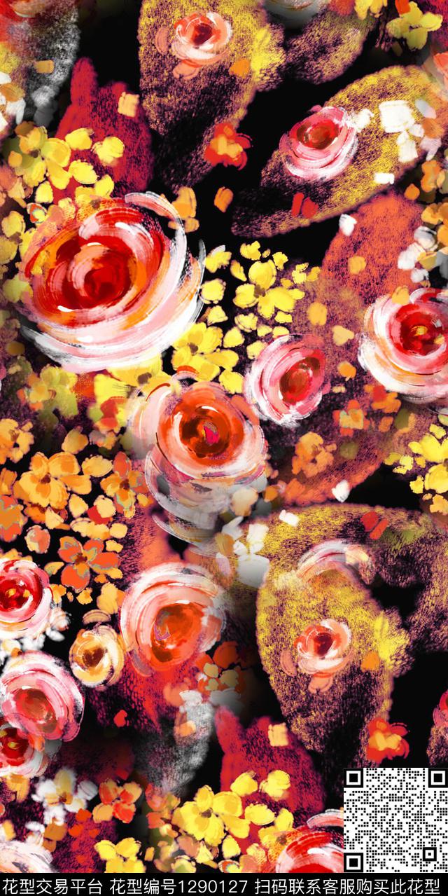 花卉 (1).jpg - 1290127 - 大花 水彩肌理 大牌风 - 数码印花花型 － 女装花型设计 － 瓦栏