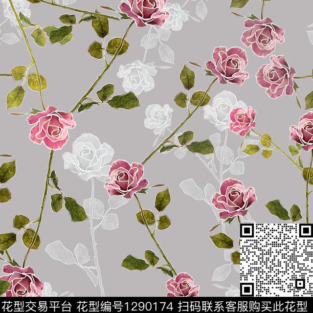 200110-白色勾边-21-2.jpg - 1290174 - 满版散花 小碎花 玫瑰花语 - 数码印花花型 － 女装花型设计 － 瓦栏