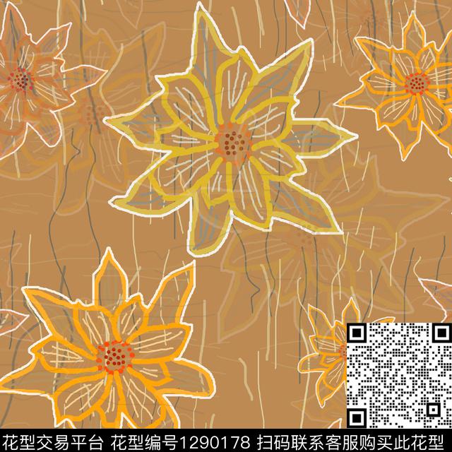 200106-hh-2-3.jpg - 1290178 - 花卉 小碎花 手绘线条笔触 - 传统印花花型 － 男装花型设计 － 瓦栏