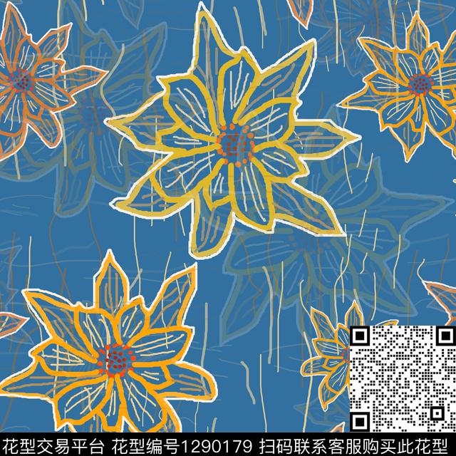 200106-hh-2-4.jpg - 1290179 - 花卉 小碎花 手绘线条笔触 - 传统印花花型 － 男装花型设计 － 瓦栏