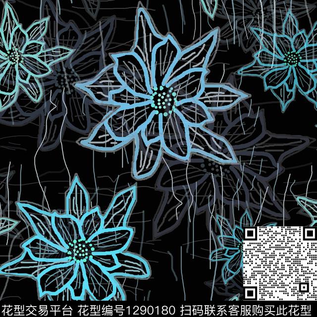 200106-hh-2-5.jpg - 1290180 - 花卉 小碎花 手绘线条笔触 - 传统印花花型 － 男装花型设计 － 瓦栏