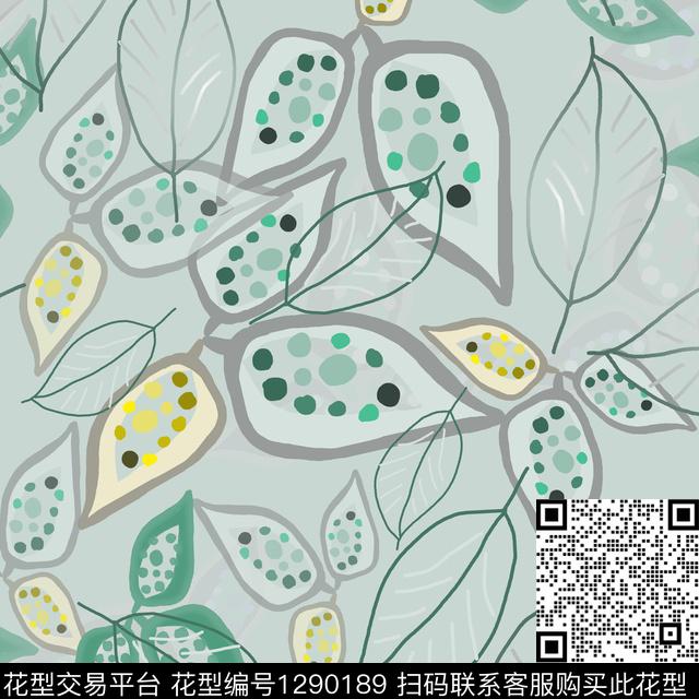 200101-syyh-2-3.jpg - 1290189 - 手绘线条笔触 树叶组合 圆圈与波点 - 传统印花花型 － 女装花型设计 － 瓦栏