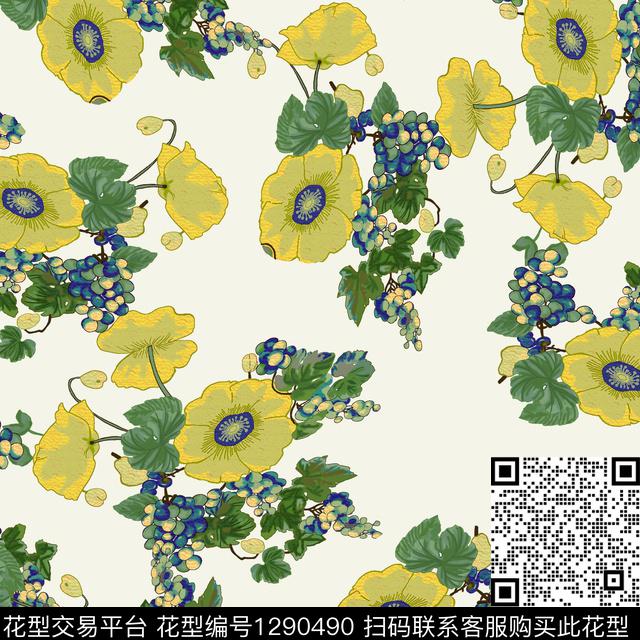 200114.jpg - 1290490 - 简约 花卉 大牌风 - 数码印花花型 － 女装花型设计 － 瓦栏