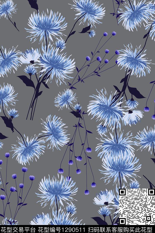 2020-1-9.jpg - 1290511 - 花卉 植物 手绘大花 - 传统印花花型 － 女装花型设计 － 瓦栏