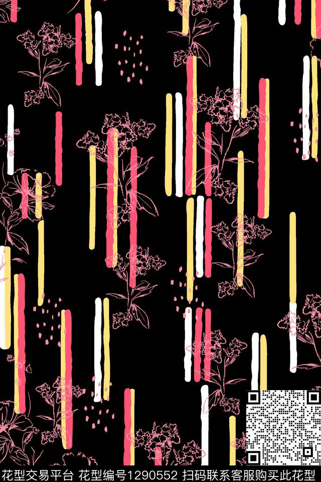 xcwh-dp33.jpg - 1290552 - 涂鸦 几何 花卉 - 数码印花花型 － 女装花型设计 － 瓦栏