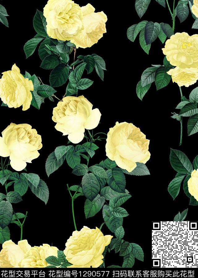 A180003.jpg - 1290577 - 玫瑰花 花卉 满版散花 - 数码印花花型 － 女装花型设计 － 瓦栏