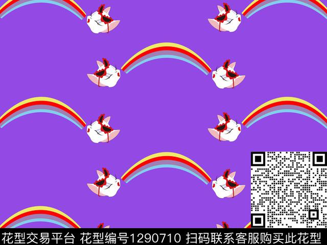 rainbowcat2.jpg - 1290710 - 动物 猫 卡通 - 数码印花花型 － 童装花型设计 － 瓦栏