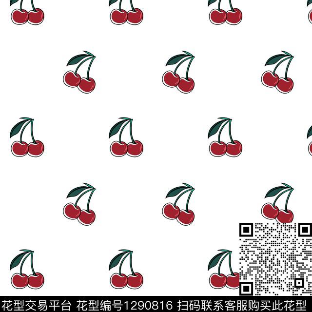 cherry3.jpg - 1290816 - 童装 樱桃 女装 - 传统印花花型 － 童装花型设计 － 瓦栏