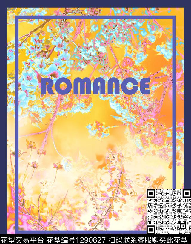 照片花卉字母胸前独幅数码印花花型下载（图片编号: 1290827） - 瓦栏（Walan）