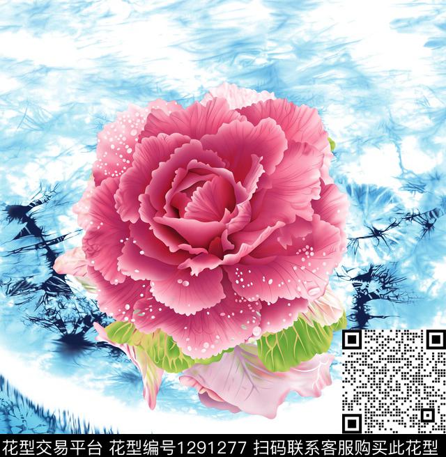 定位花春夏花型大花数码印花花型下载（图片编号: 1291277） - 瓦栏（Walan）
