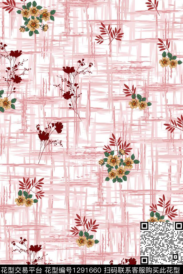 2020-2-1.jpg - 1291660 - 玫瑰花 纹理 绿植树叶 - 数码印花花型 － 女装花型设计 － 瓦栏