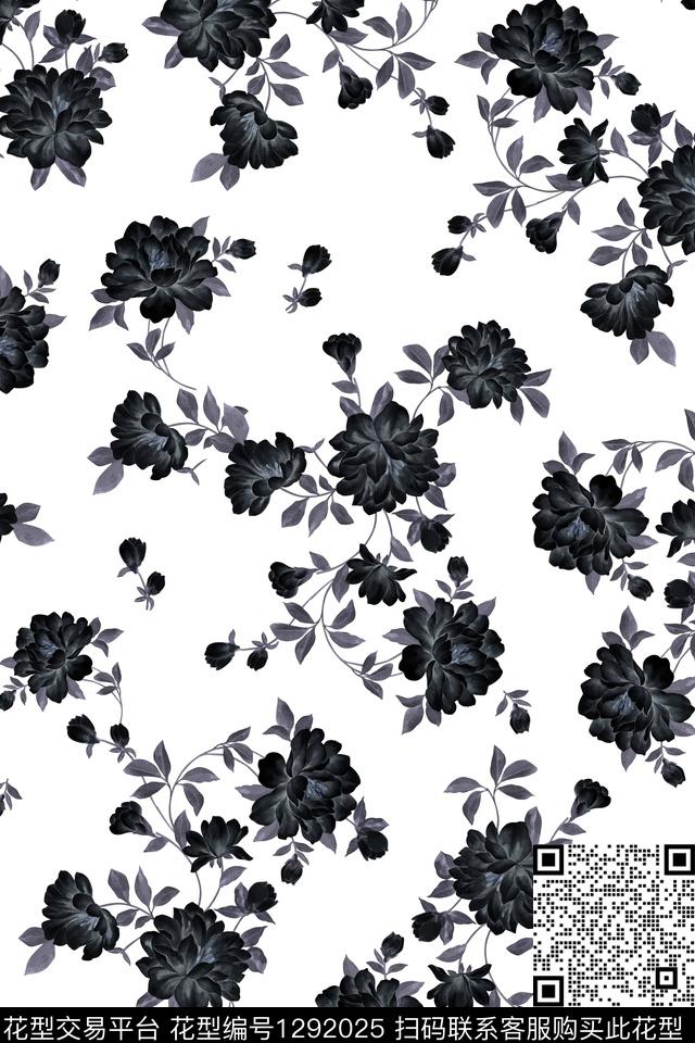 花卉大牌风中国风数码印花花型下载（图片编号: 1292025） - 瓦栏（Walan）