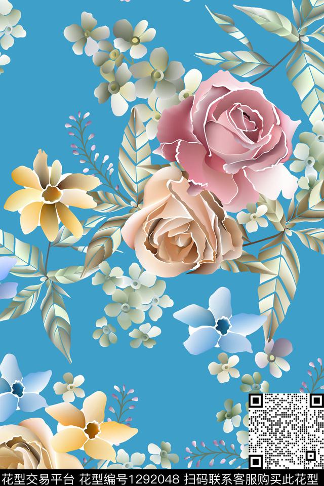 女装花卉春夏花型数码印花花型下载（图片编号: 1292048） - 瓦栏（Walan）