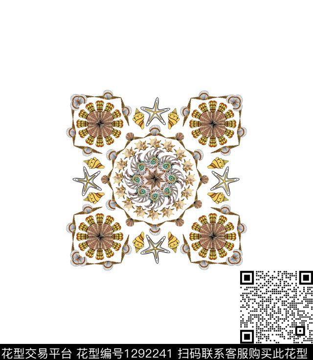 001.jpg - 1292241 - 定位花 动物 贝壳 - 数码印花花型 － 男装花型设计 － 瓦栏