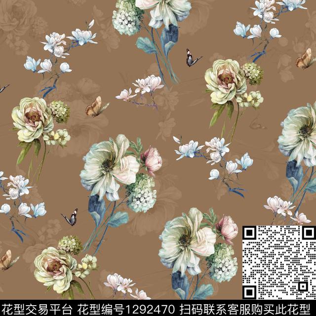 BBX-高级灰-004.jpg - 1292470 - 女装 花卉蝴蝶 香云纱 - 传统印花花型 － 女装花型设计 － 瓦栏