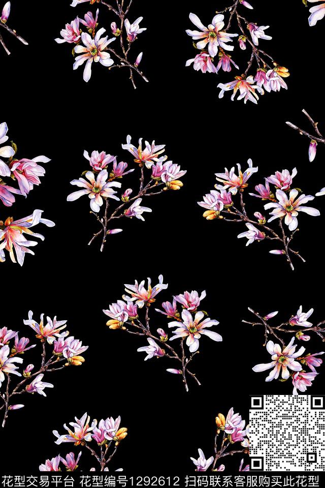 R001.jpg - 1292612 - 花卉 旗袍 中老年 - 数码印花花型 － 女装花型设计 － 瓦栏