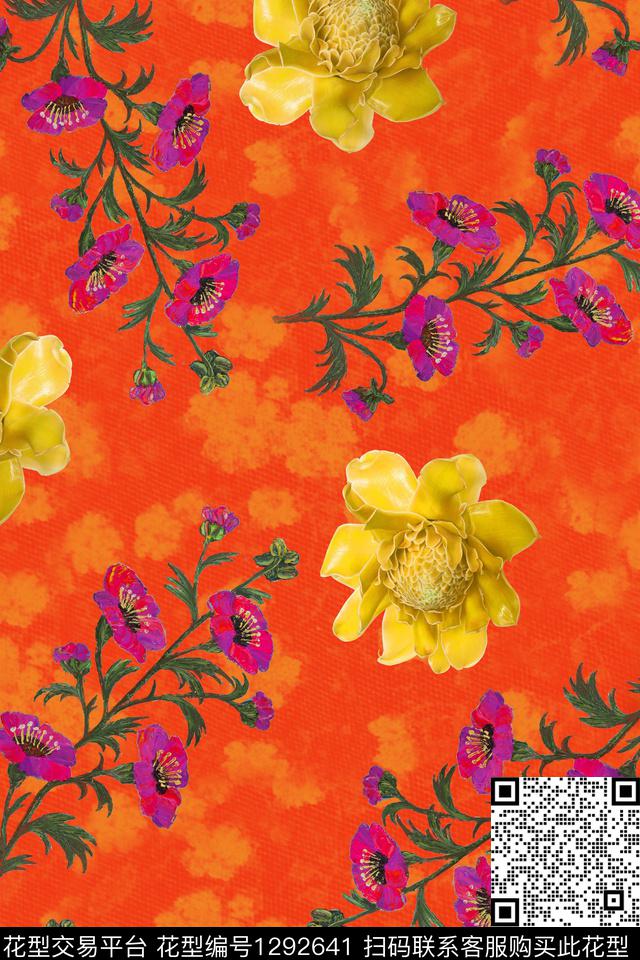 R009.jpg - 1292641 - 花卉 旗袍 中老年 - 数码印花花型 － 女装花型设计 － 瓦栏