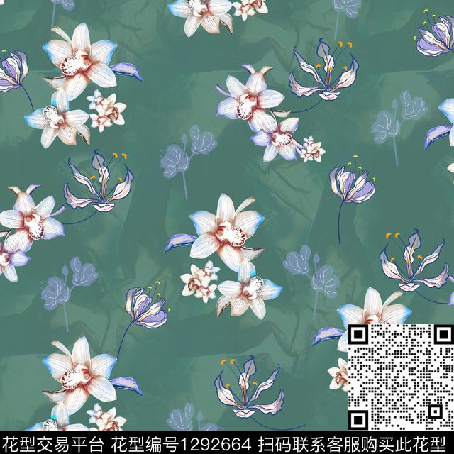 BBX-灰绿-006.jpg - 1292664 - 旗袍 中国 真丝 - 传统印花花型 － 女装花型设计 － 瓦栏