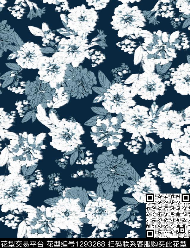 趋势花型花卉时尚数码印花花型下载（图片编号: 1293268） - 瓦栏（Walan）