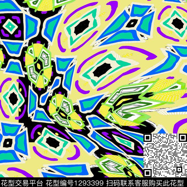 几  何.jpg - 1293399 - 几何 抽象 民族风 - 数码印花花型 － 女装花型设计 － 瓦栏