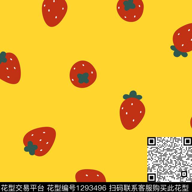 T9972.tif - 1293496 - 水果 家居服 草莓 - 传统印花花型 － 童装花型设计 － 瓦栏