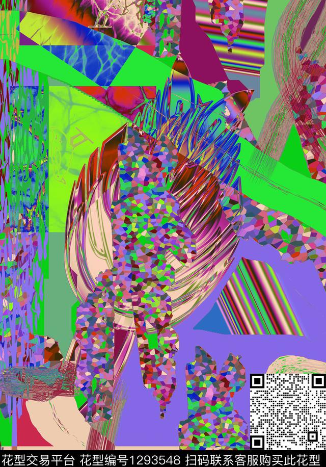 5652.jpg - 1293548 - 几何 格子 3D立体 - 数码印花花型 － 女装花型设计 － 瓦栏