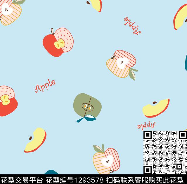 T9973.jpg - 1293578 - 水果 苹果 家居服 - 传统印花花型 － 童装花型设计 － 瓦栏