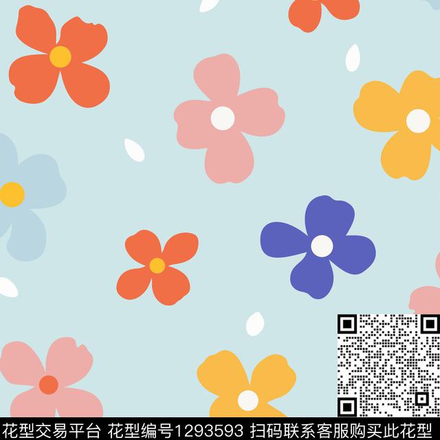 T9988.jpg - 1293593 - 花卉 家居服 卡通 - 传统印花花型 － 童装花型设计 － 瓦栏