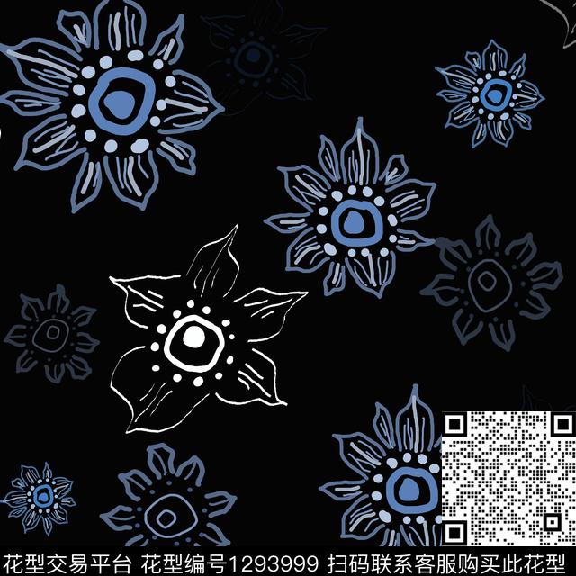 200102-nzhh-3-00.jpg - 1293999 - 花卉 满版散花 手绘线条笔触 - 传统印花花型 － 男装花型设计 － 瓦栏