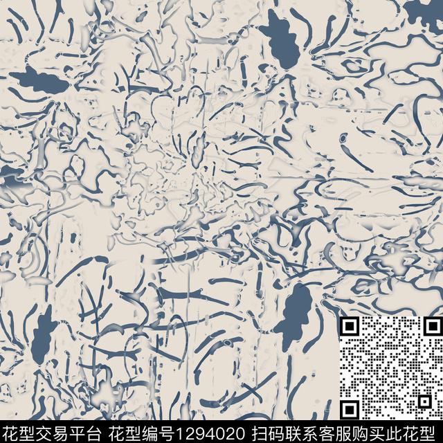 200102-抽象印花-6-00.jpg - 1294020 - 扎染花型 抽象 手绘线条笔触 - 数码印花花型 － 男装花型设计 － 瓦栏
