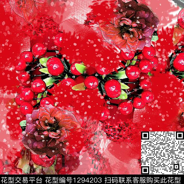 3838.jpg - 1294203 - 花卉 抽象 混合拼接 - 数码印花花型 － 女装花型设计 － 瓦栏