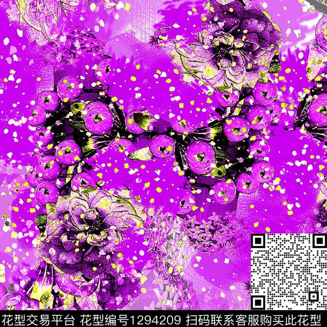 38381678.jpg - 1294209 - 花卉 抽象 混合拼接 - 数码印花花型 － 女装花型设计 － 瓦栏