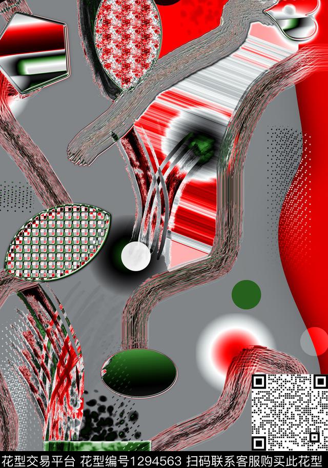 87975.jpg - 1294563 - 几何 3D立体 抽象 - 数码印花花型 － 女装花型设计 － 瓦栏