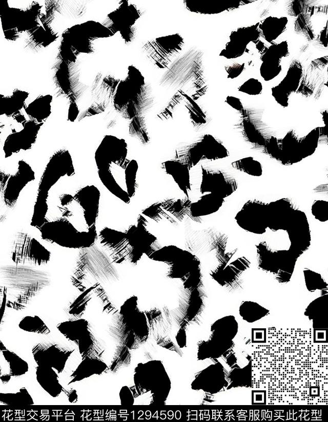黑白豹纹.jpg - 1294590 - 数码花型 豹纹 欧美 - 数码印花花型 － 女装花型设计 － 瓦栏