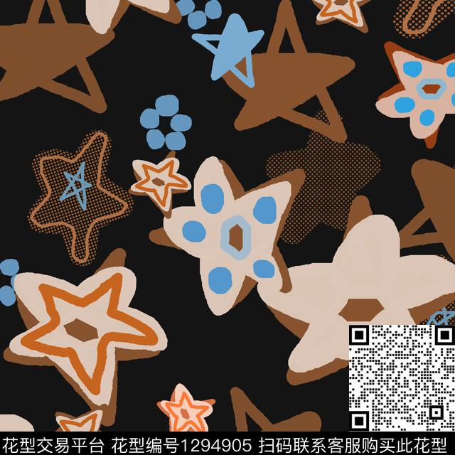 几何星空五角星传统印花花型下载（图片编号: 1294905） - 瓦栏（Walan）