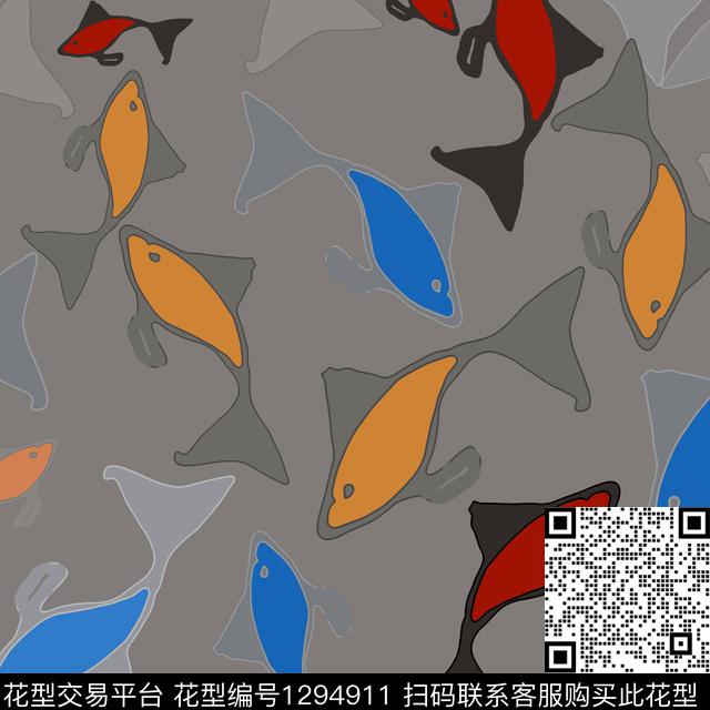 200118-彩笔涂鸦-4-3.jpg - 1294911 - 动物 卡通婴童图案 鱼儿自在飘 - 传统印花花型 － 童装花型设计 － 瓦栏