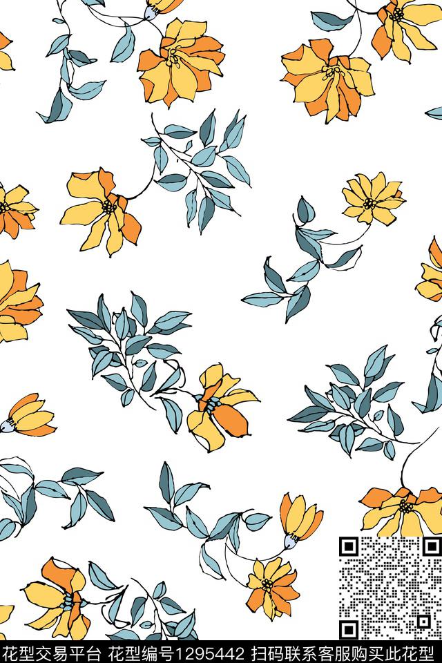 女装花卉矢量传统印花花型下载（图片编号: 1295442） - 瓦栏（Walan）