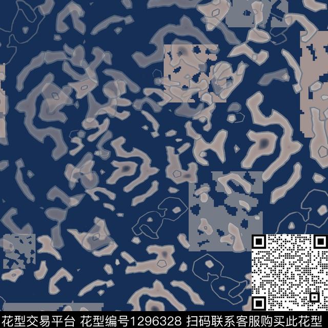 抽象肌理纹路男装休闲花卉传统印花花型下载（图片编号: 1296328） - 瓦栏（Walan）