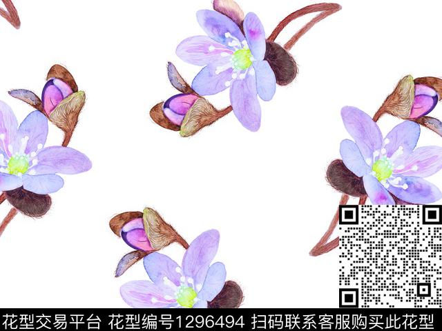 200202-1.jpg - 1296494 - 小碎花 水彩花卉 散点花卉 - 数码印花花型 － 女装花型设计 － 瓦栏