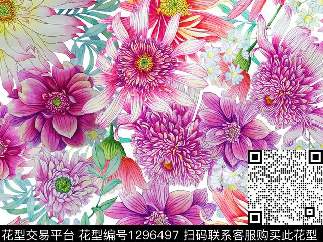 200203-1.jpg - 1296497 - 满底花卉 漂亮花卉 复杂花卉 - 数码印花花型 － 女装花型设计 － 瓦栏
