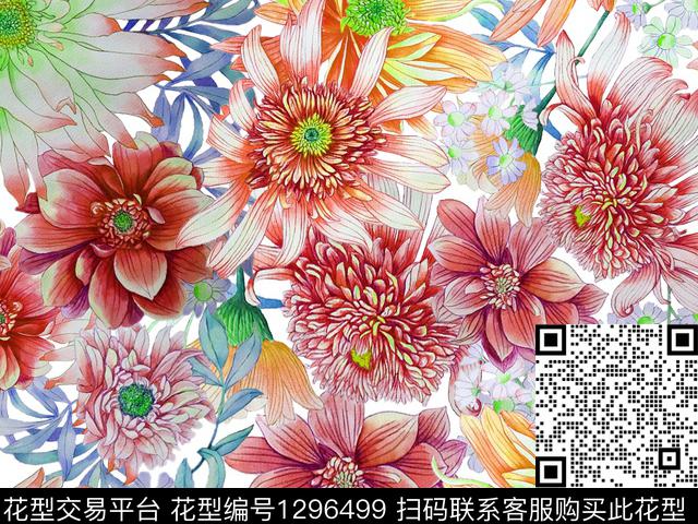 200203-3.jpg - 1296499 - 满底花卉 漂亮花卉 复杂花卉 - 数码印花花型 － 女装花型设计 － 瓦栏