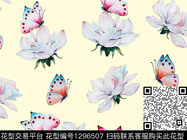 200206-2.jpg - 1296507 - 花卉蝴蝶 水彩花卉 散点花卉 - 数码印花花型 － 女装花型设计 － 瓦栏