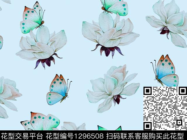200206-3.jpg - 1296508 - 花卉蝴蝶 水彩花卉 散点花卉 - 数码印花花型 － 女装花型设计 － 瓦栏