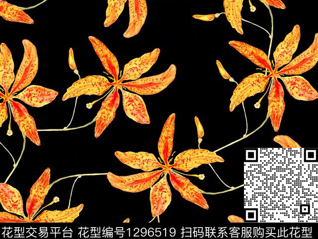 200208-2.jpg - 1296519 - 香蕉花卉 黄色花朵 散点排列 - 数码印花花型 － 女装花型设计 － 瓦栏