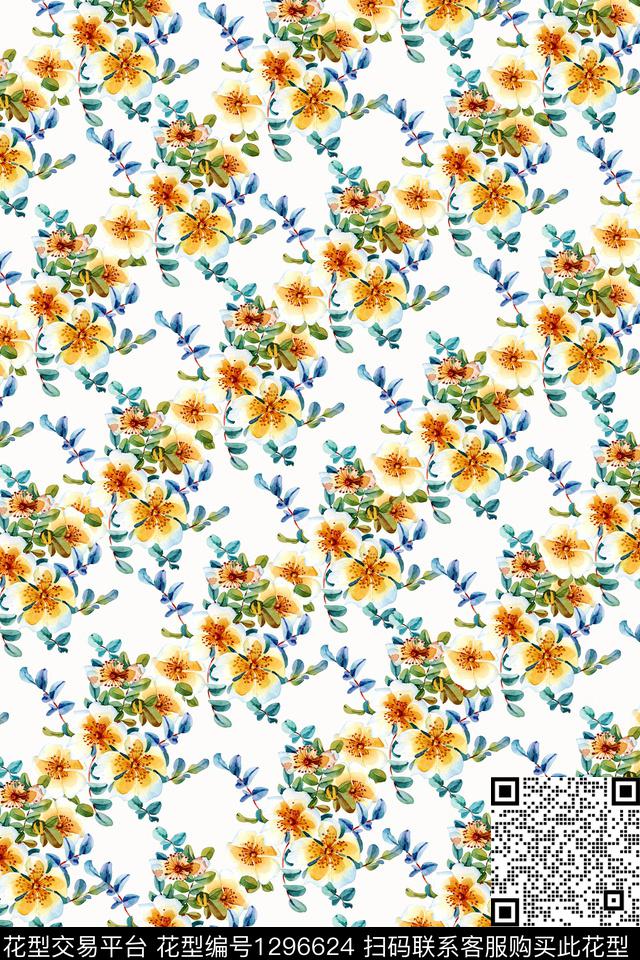 2020-2-21.jpg - 1296624 - 水彩 梨花 植物 - 数码印花花型 － 女装花型设计 － 瓦栏