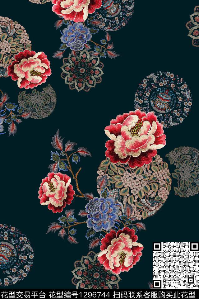 DHT190001.jpg - 1296744 - 绣花花型 中老年 中国 - 数码印花花型 － 女装花型设计 － 瓦栏