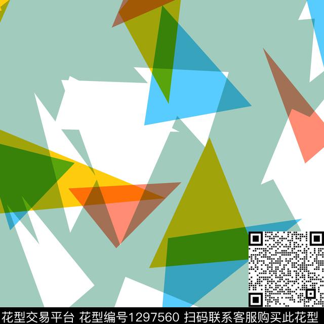 19102001-3.jpg - 1297560 - 简约 几何 三角形 - 传统印花花型 － 床品花型设计 － 瓦栏