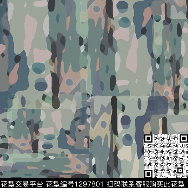 几何抽象迷彩图案数码印花花型下载（图片编号: 1297801） - 瓦栏（Walan）